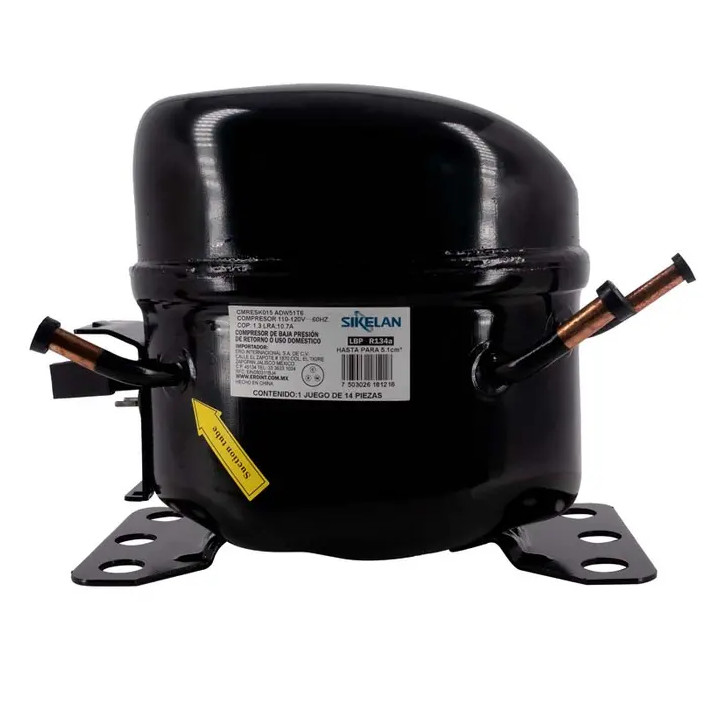 Compresor ADW51T6, 1/5 HP, 150W, 1.30 COP(W/W) R134A (110-120V/60HZ)