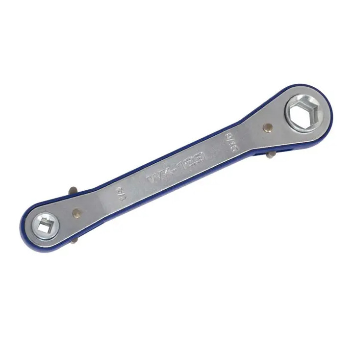 Llave de matraca, roja, doble punta cuadrada 1/4" 3/16"; hexagonal