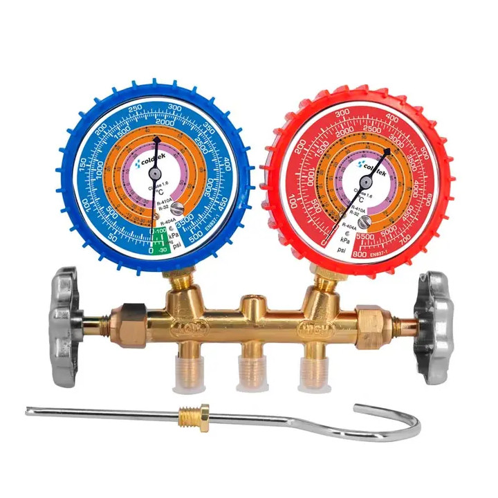 Manifold sin mirilla para gases R410A, R32 y R404; antivibración