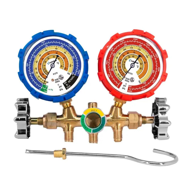 Manifold con mirilla para gases R600a y R290; antivibración