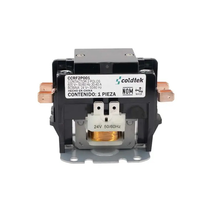 Contactor, 2 Polos, 30A Carga, Resistividad 40A, Bobina 24V DC |