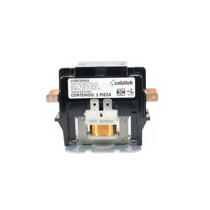 Contactor, 2 Polos, 30A Carga, Resistividad 40A, Bobina 220V AC |