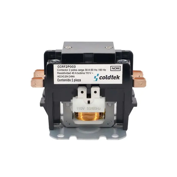 Contactor, 2 Polos, 30A Carga, Resistividad 40A, Bobina 110V AC |