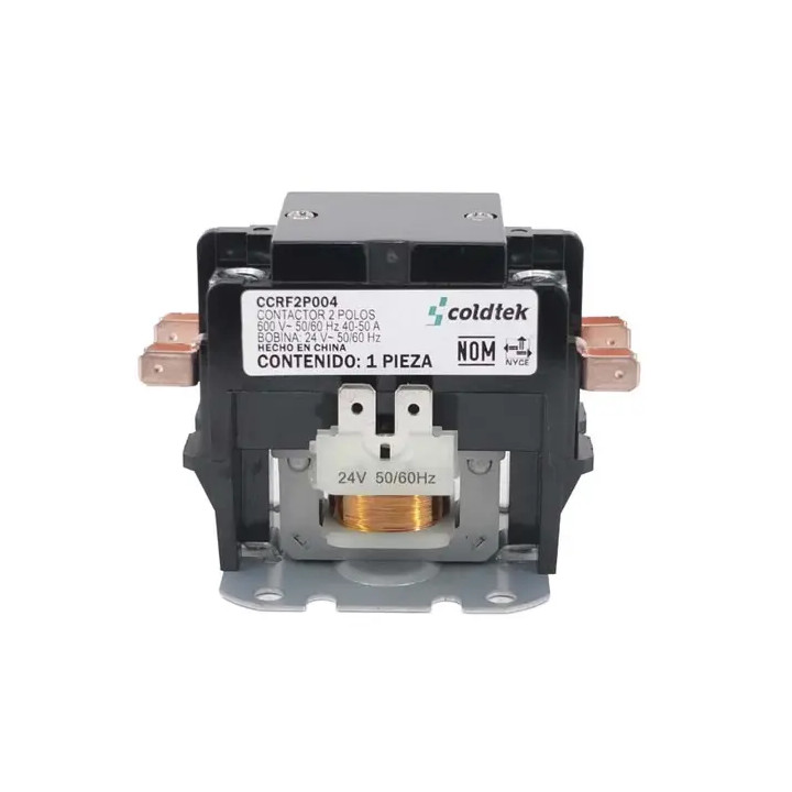 Contactor, 2 Polos, 40A Carga, Resistividad 50A, Bobina 24V DC |