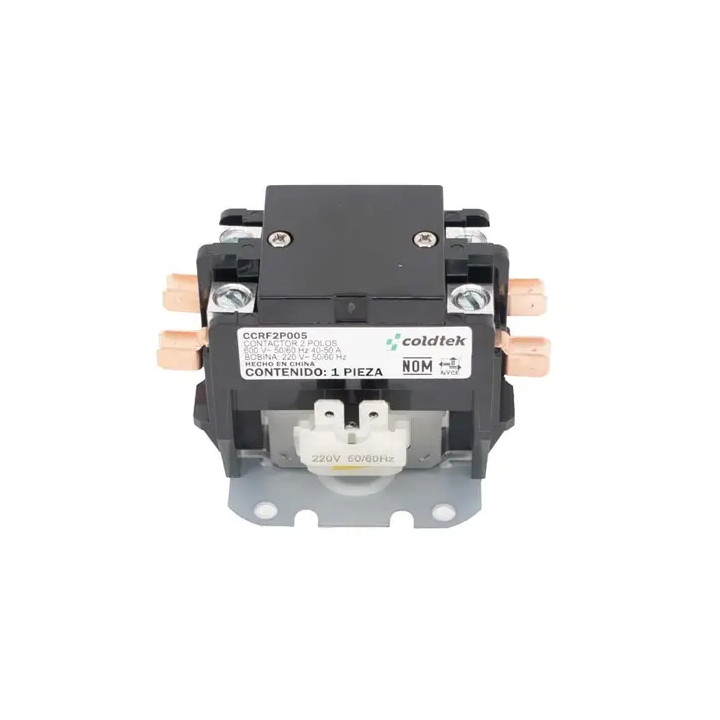 Contactor, 2 Polos, 40A Carga, Resistividad 50A, Bobina 220V AC |