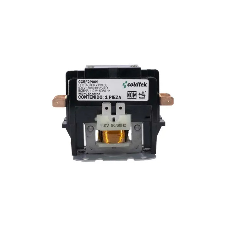 Contactor, 2 Polos, 25A Carga, Resistividad 35A, Bobina 110V AC |