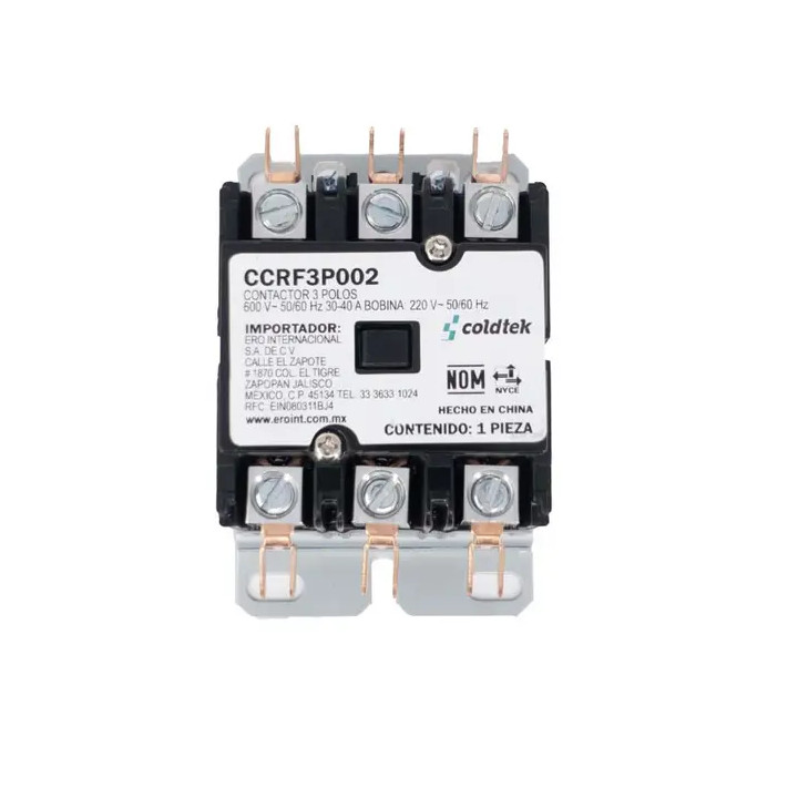 Contactor, 3 Polos, 30A Carga, Resistividad 40A, Bobina 220V AC |