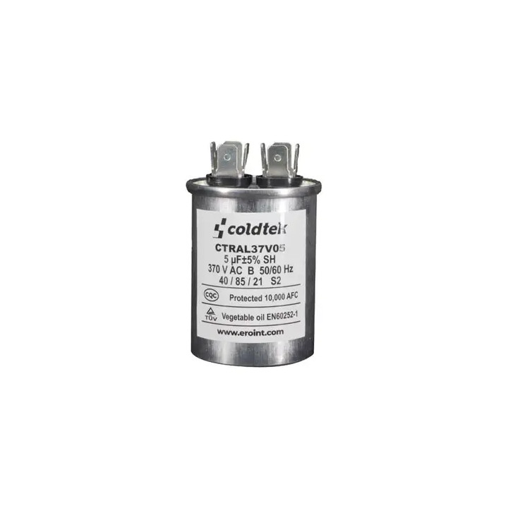 Capacitor, Trabajo, Redondo, 370V, 5uF, 2 Juegos de Terminales CÓDIGO