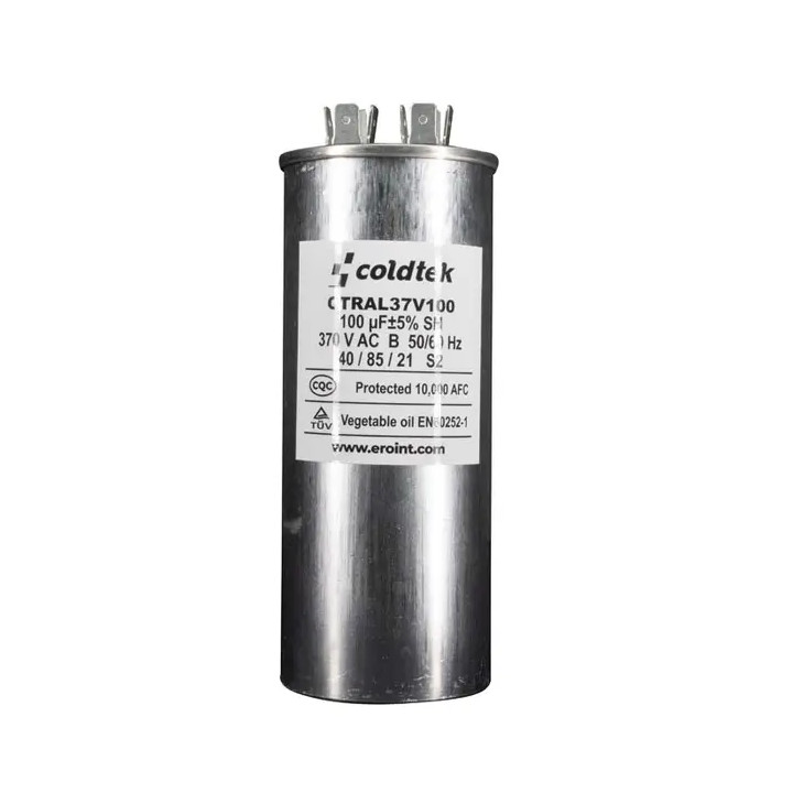 Capacitor, Trabajo, Redondo, 370V, 100uF, 2 Juegos de Terminales