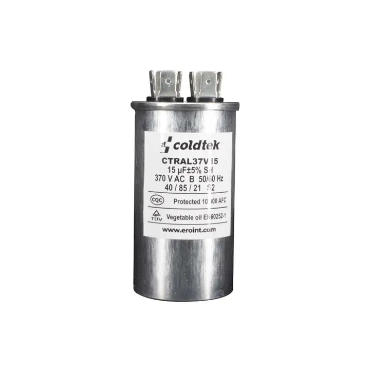 Capacitor, Trabajo, Redondo, 15uF, 370V, 2 Juegos de Terminales CÓDIGO