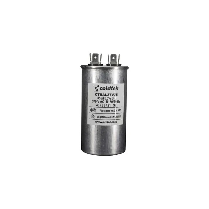 Capacitor, Trabajo, Redondo, 370V, 35uF, 2 Juegos de Terminales CÓDIGO