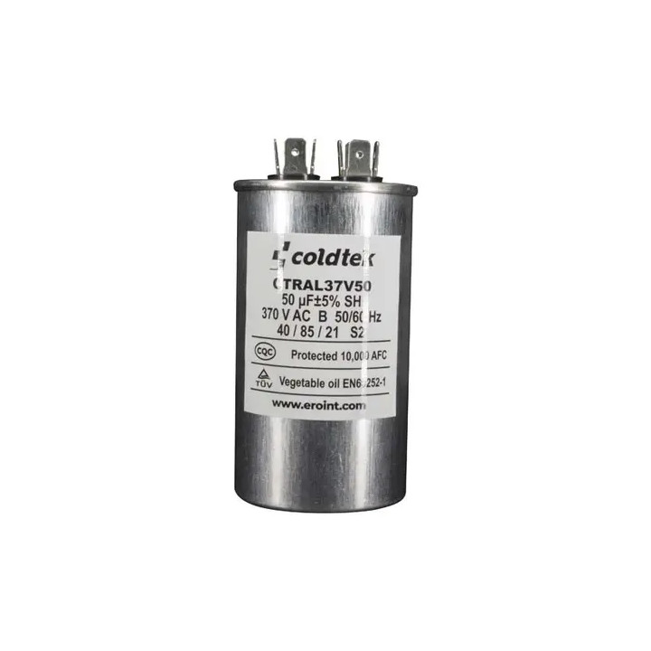 Capacitor, Trabajo, Redondo, 50uF, 370V, 2 Juegos de Terminales CÓDIGO