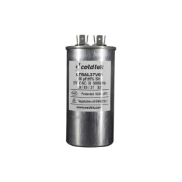 Capacitor, Trabajo, Redondo, 370V, 60uF, 2 Juegos de Terminales CÓDIGO