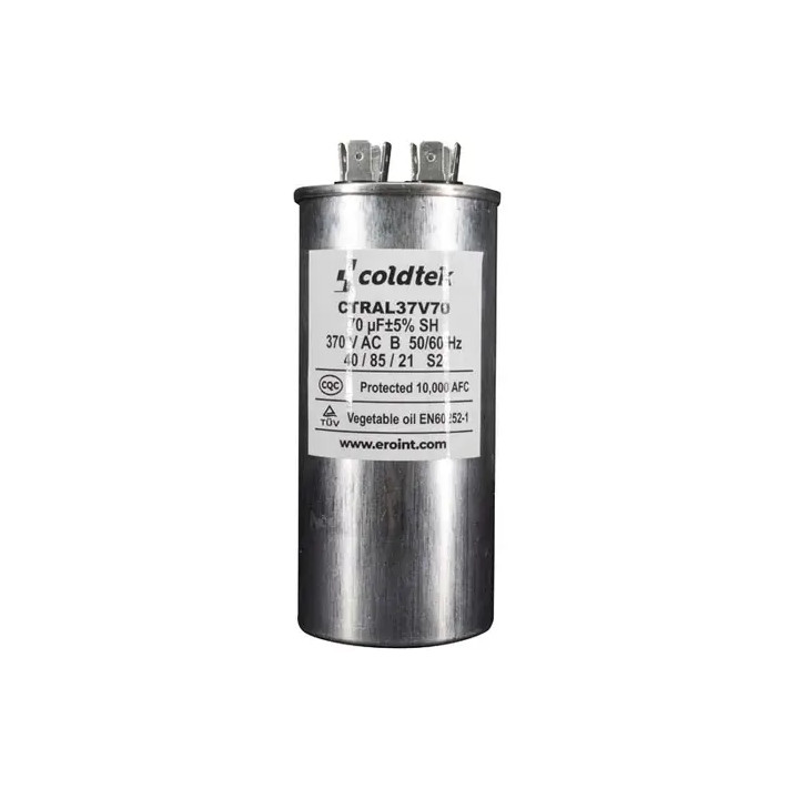 Capacitor, Trabajo, Redondo, 370V, 70uF, 2 Juegos de Terminales