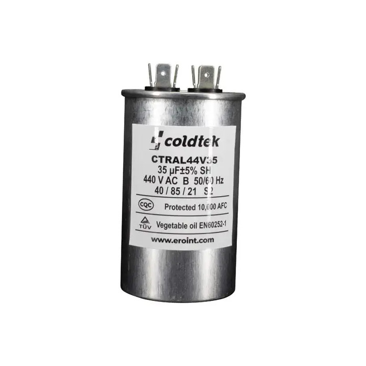 Capacitor, Trabajo, Redondo, 35uF, 440V, 2 Juegos de Terminales CÓDIGO