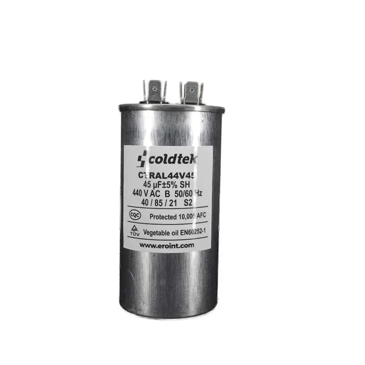 Capacitor, Trabajo, Redondo, 45uF, 440V, 2 Juegos de Terminales CÓDIGO