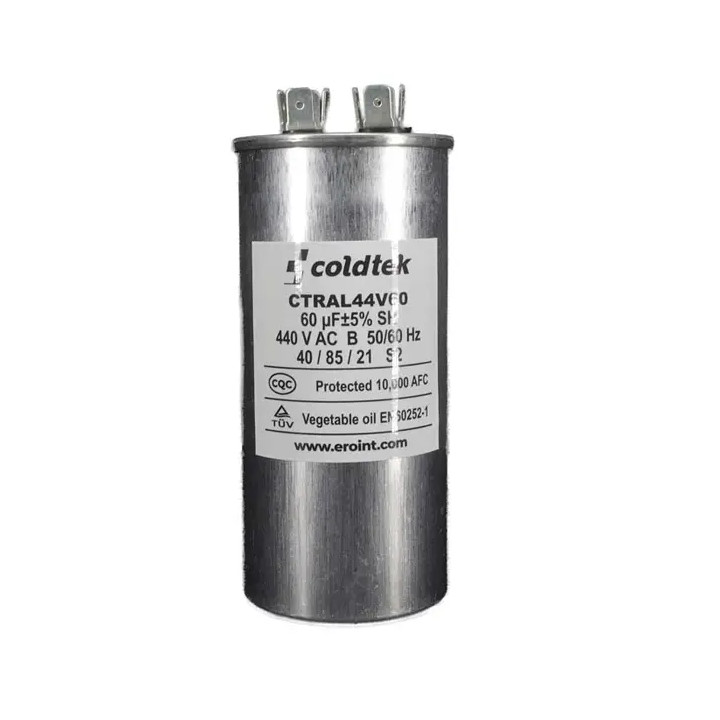 Capacitor, Trabajo, Redondo, 60uF, 440V, 2 Juegos de Terminales CÓDIGO