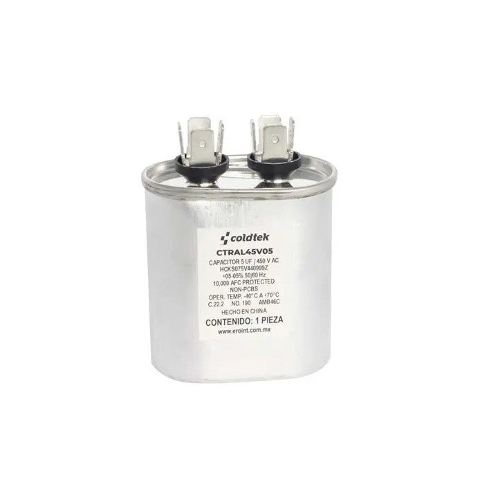 Capacitor, Trabajo, Aluminio 440V, 5uF, 2 Juegos de Terminales |