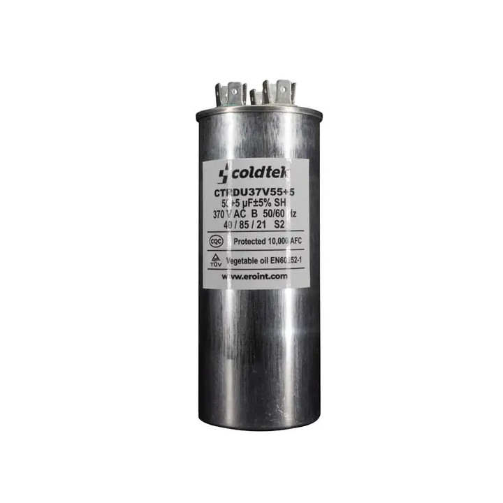 Capacitor, Trabajo Dual, 370V, 55+5uF, 3 Sets de Terminales CÓDIGO