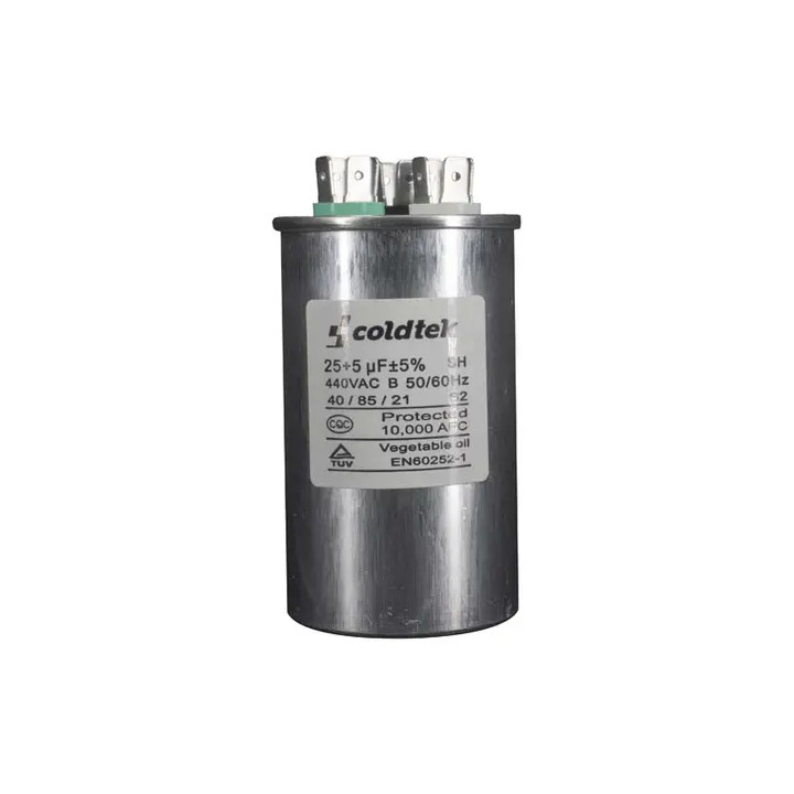 Capacitor, Trabajo Dual, 25+5uF, 440V, 3 Sets de Terminales CÓDIGO