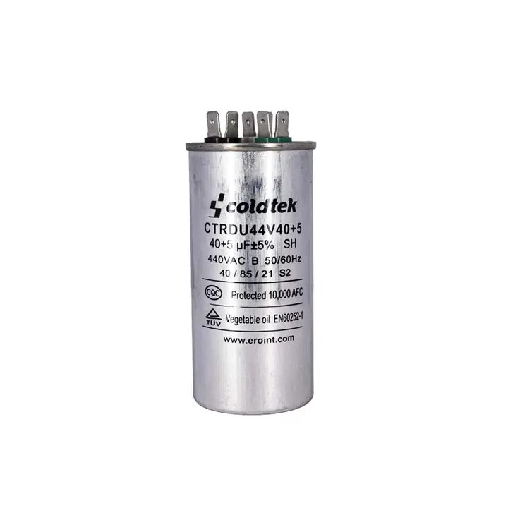 Capacitor, Trabajo Dual, 40+5uF, 440V, 3 Sets de Terminales |