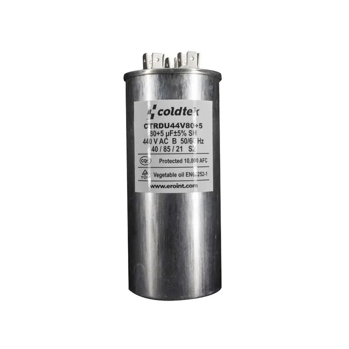 Capacitor, Trabajo Dual, 80+5uF, 440V, 3 Sets de Terminales CÓDIGO