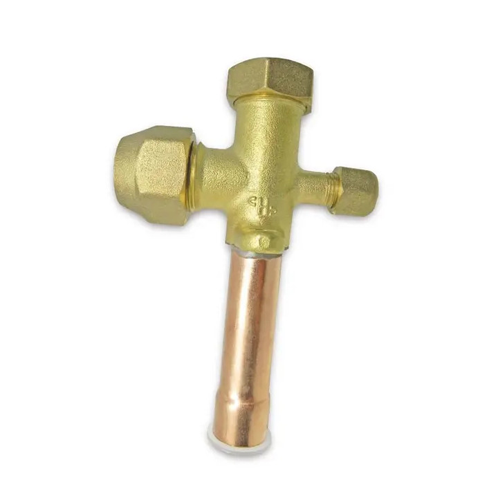 Válvula de servicio para Mini-split tubo recto 1/2" 3 vias, Long 67 mm