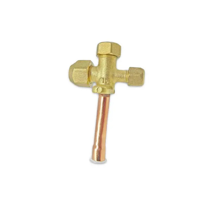 Válvula de servicio para Mini-split tubo recto 1/4" 2 vias, Long 65 mm