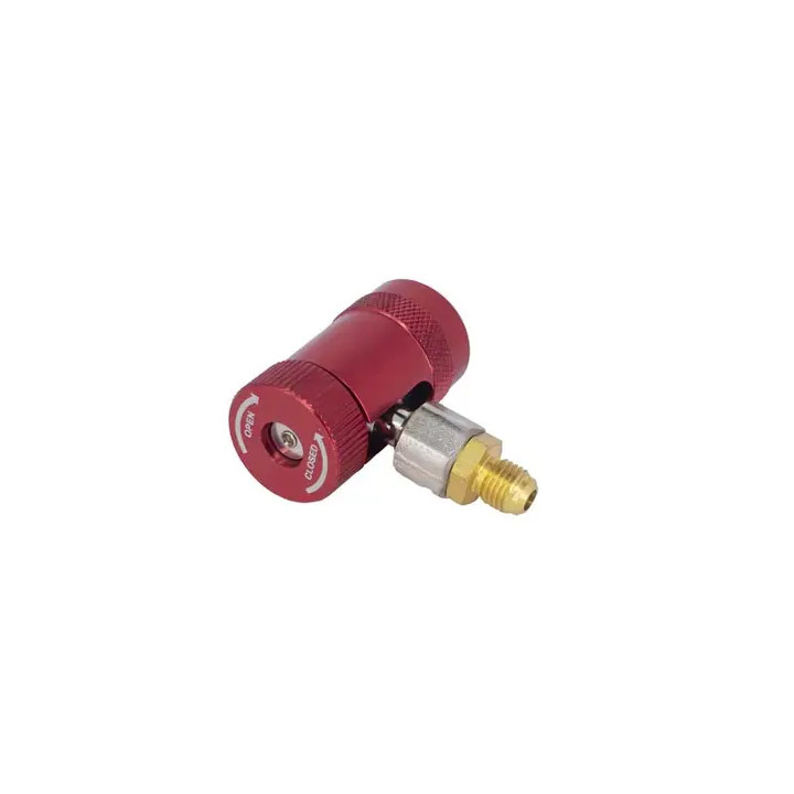 Cople automotríz angulado para gas R1234yf (ROJO) ALTA PRESIÓN |