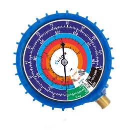 Manometro, Azul/Baja para gases R134a, R404 y R22, antivibración y