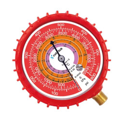 Manometro, Rojo/Alta para gases R410A, R22 y R404, antivibración y