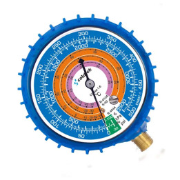 Manometro, Azul/Baja para gases R410A, R22 y R404, antivibración y